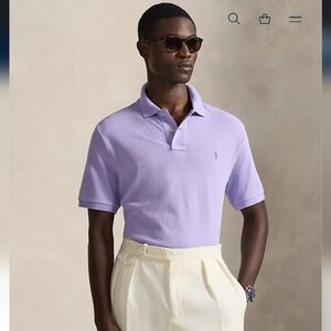 Polo Ralph Lauren Classic Fit Mesh Polo Shirt in a light purple color. MSRP 125$